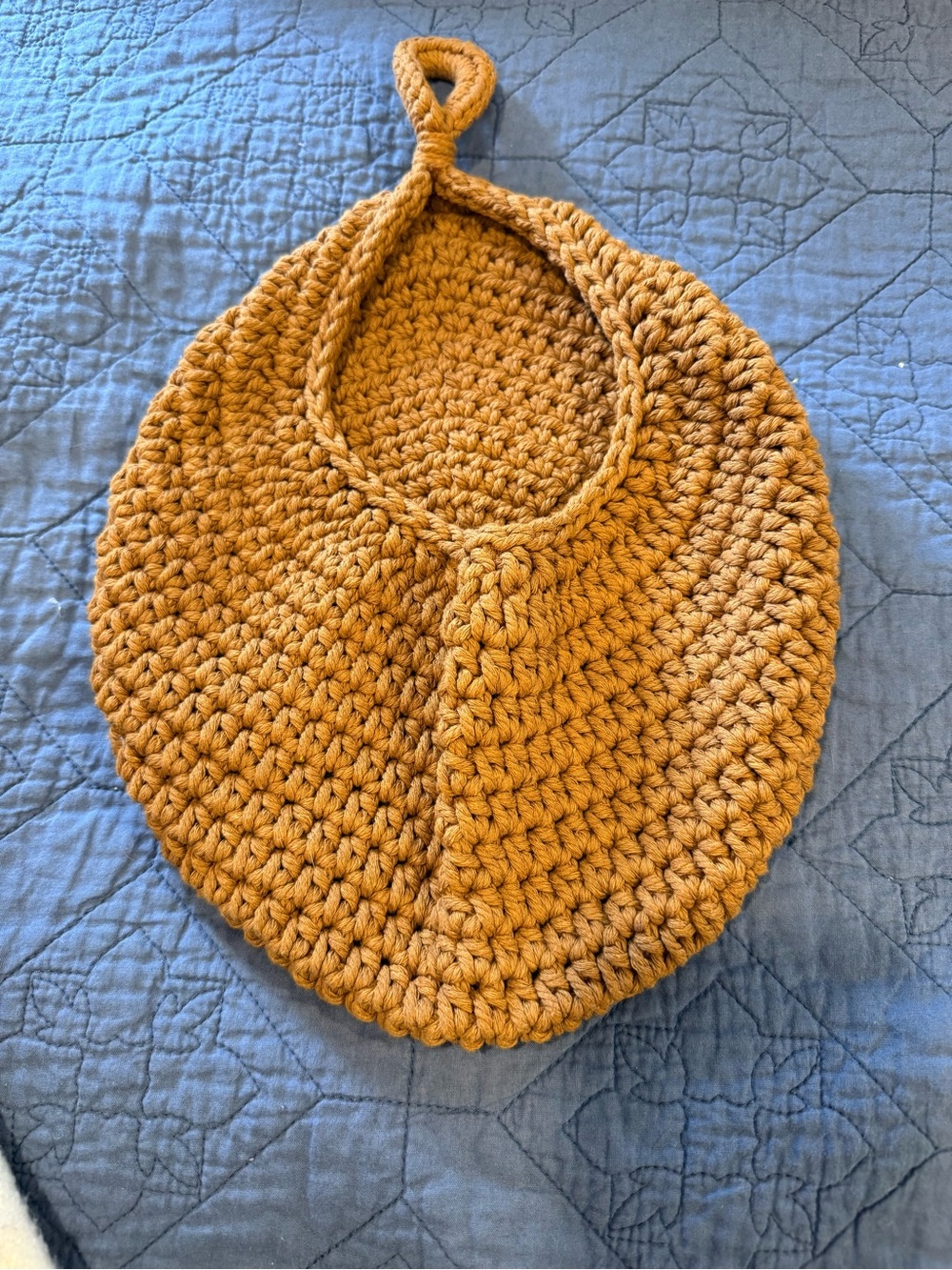 Handmade Mustard Crochet Storage Basket Bag